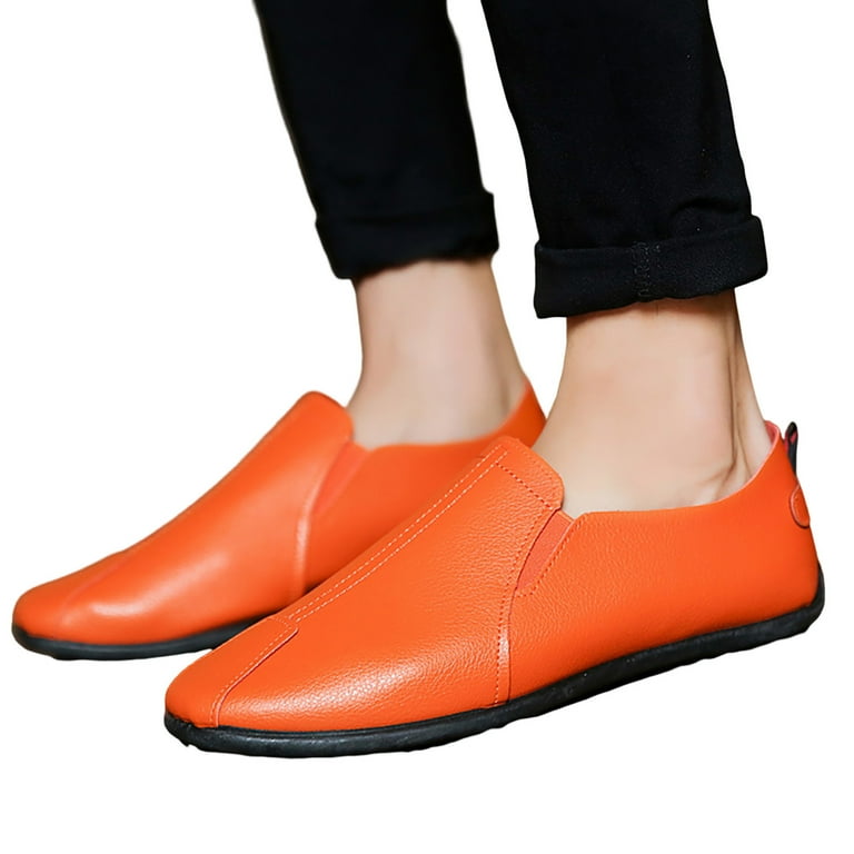 Rrunsv Loafers for Men Mens Loafers Slip-on Dress Shoes Fashion Style  Classic Shoes Casual Orange,39 - Walmart.com