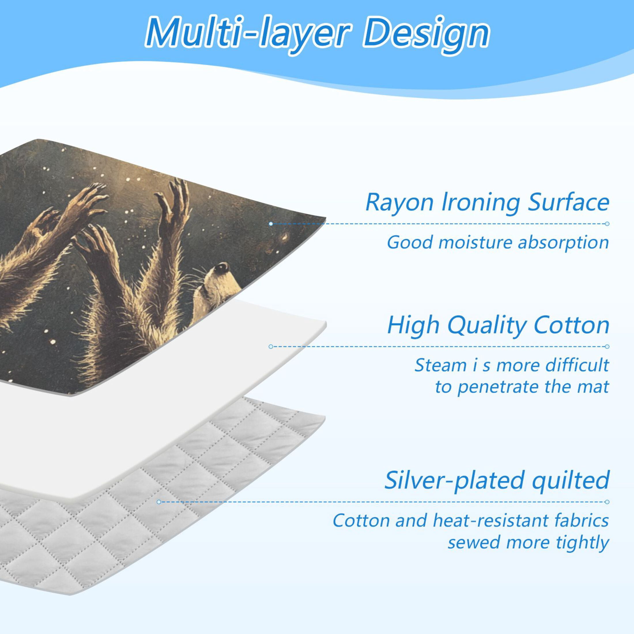Raccoons and Moon Ironing Board Covers Heat Resistant Ironing Pad Mat Portable for Travel Washer Dryer Table