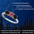 thumbnail image 2 of Gem Stone King 925 Silver and 10K Yellow Gold Pink Tourmaline and Black Sapphire Engagement Ring for Women | 1.90 Cttw | Round 5MM | Gemstone October Birthstone | Size 9, 2 of 6