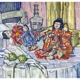 thumbnail image 2 of Eugenie Bandell 13x12 Black Ornate Wood Framed Double Matted Museum Art Print Titled: Japanese Dolls with Apples (1915), 2 of 5