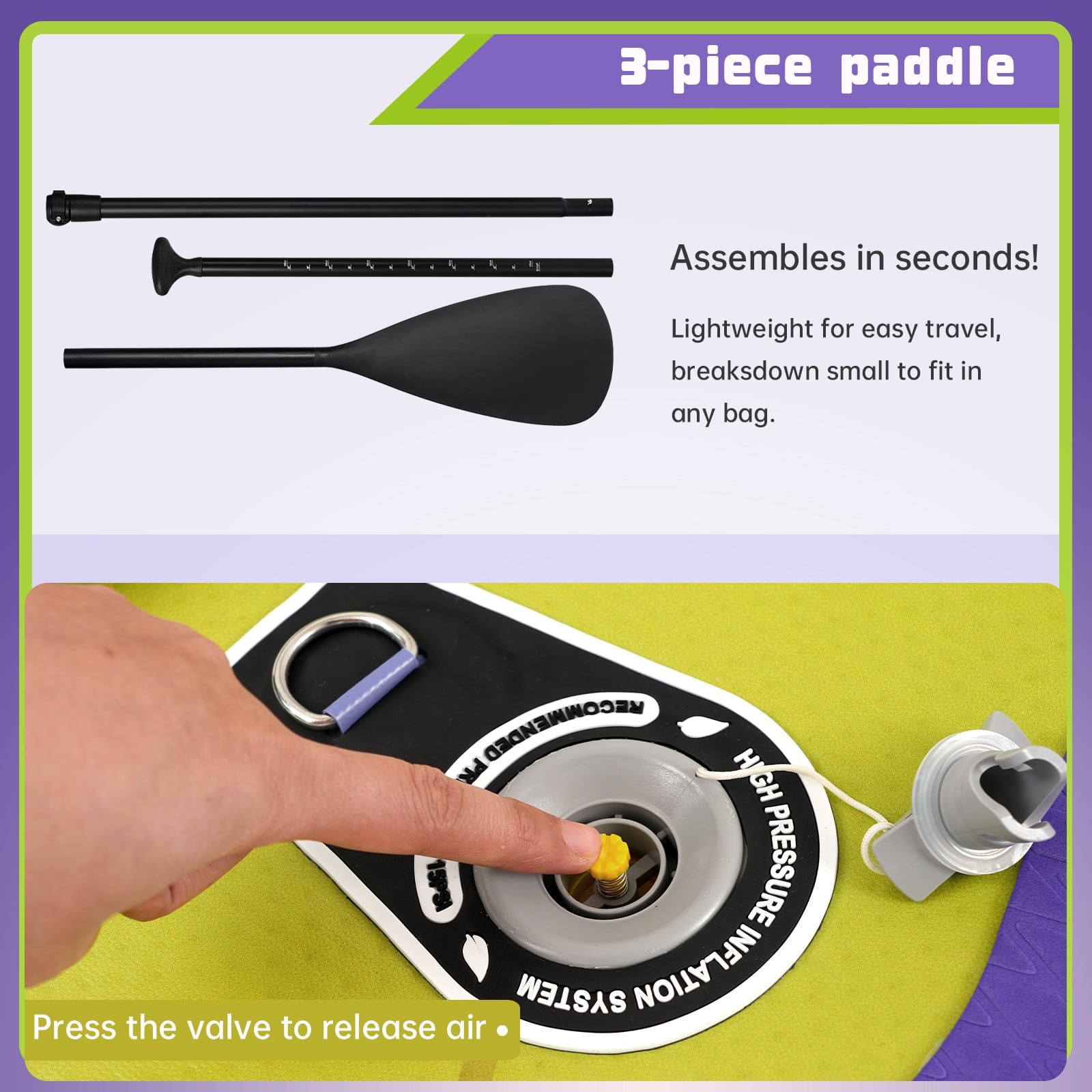 Quashley Wide Inflatable Stand up Paddle Board, 11 ft x 34 inch All-Around SUP Board with Paddle, Hand Pump, Backpack and Leash