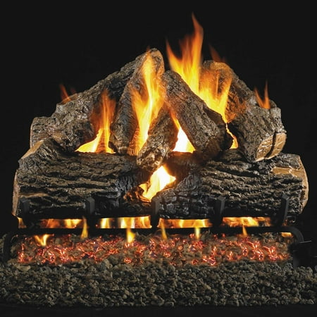 Peterson Real Fyre Propane Log Set - Peterson Real Fyre 30-inch Charred Oak Log Set With Vented Propane Ansi Certified G46 Burner - Variable Flame Remote