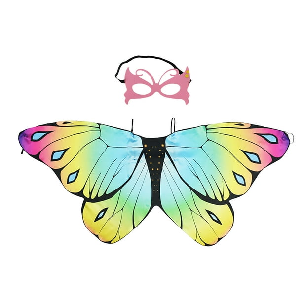 Kids Butterfly Wings Costume for Girls Dress Up Mask Children Fairy ...