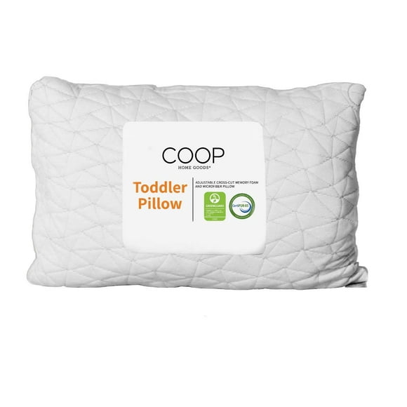 Coop Home Goods - Toddler Pillow (14x19) - Hypoallergenic Cross-Cut Memory Foam - Soft Touch Lulltra Washable Cover from Bamboo Derived Rayon - CertiPUR-US/GREENGUARD Gold Certified
