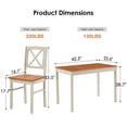thumbnail image 4 of PAPROOS Solid Wood Dining Table Set for 4, 5-Piece Rubberwood Kitchen Dining Table Set with 4 Chairs, Easy to Clean, Farmhouse Dining Room Set for Small Spaces, Brown&Gray, 4 of 8