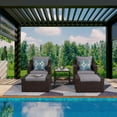 thumbnail image 4 of Cozyhom 5 PC Outdoor Patio Furniture Chair With Ottoman Sets, Patio Coffee Table PE Wicker Rattan Chair With Ottoman, Grey Cushion, 4 of 10