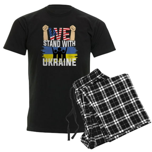 CafePress - We Stand With Ukraine Pajamas - Men's Dark Loose Fit Cotton Pajama Set