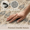 thumbnail image 4 of ODIKA 9'x12' Tan Blue Natural Design Washable Area Rug Intricate Geometric Pattern, Machine Non-Slip, Chair-Friendly for Dining Room, Basement, Large Office, 4 of 5