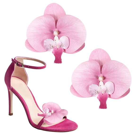 Uxcell Flower Shoe Clips, 2 Pcs Removable Decorative Shoe Clips Butterfly Orchid Accessories for Women, Lavender