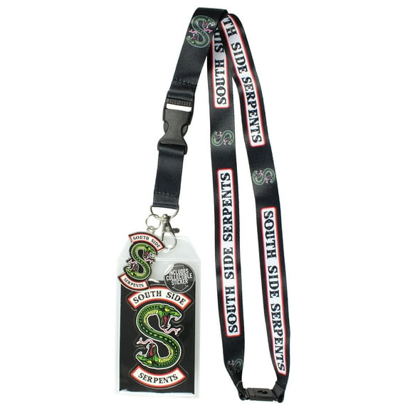 Riverdale Southside Serpents ID Lanyard Badge Holder With 2" Metal Charm Pendant And Collectible Sticker