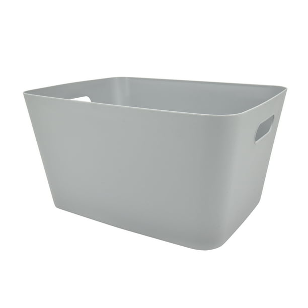 Mainstays Plastic Storage Bin, Storage Basket, Soft Silver