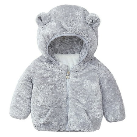 

Kids Jackets for Girls Boys Toddler Baby Gril Boy Cute Ear Zipper Solid Hooded Coat Warm Outwear