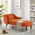 thumbnail image 3 of Aukfa 58" Velvet Chaise Lounge Indoor Upholstered Sofa w/ Pillow for Living Room Bedroom, Orange, 3 of 9