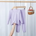 thumbnail image 2 of bbymog Girls Pajamas Size 4-15 Solid Color Long Sleeve Round Neck Tops Elastic Waisted Pants Set Sleepwear Fall Pjs for Girls and Boys Purple 5 Years, 2 of 3