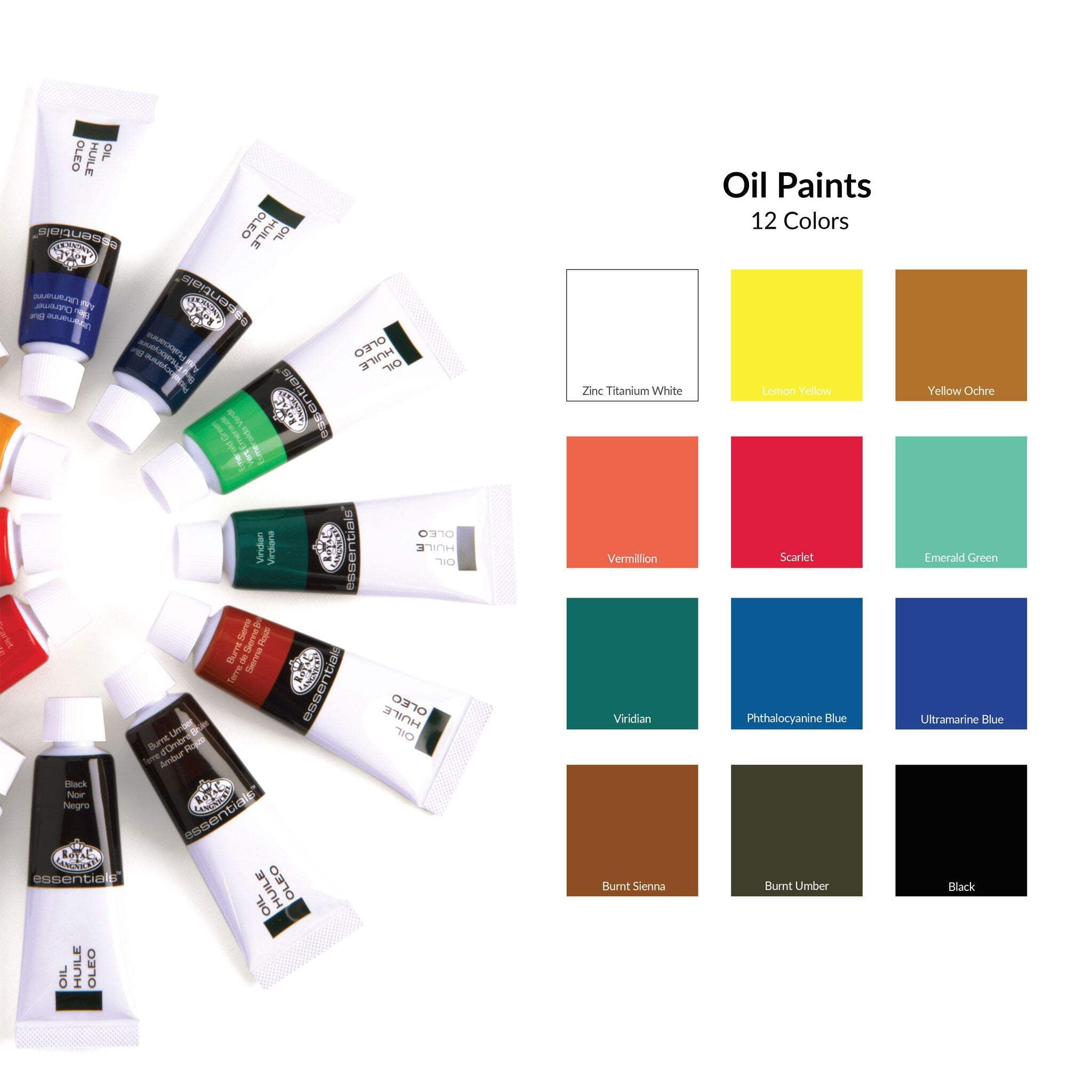 (3 pack) Royal & Langnickel Essentials 24-Piece Oil Paint Set, 12ml Tubes