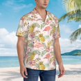 thumbnail image 5 of Haiem Tropical Pink Flamingo Pineapple Printed Hawaiian Shirt for Men - Men’s Casual Beach Summer Shirts - Stretch Fabric with Modern Fit-XX-Large, 5 of 9