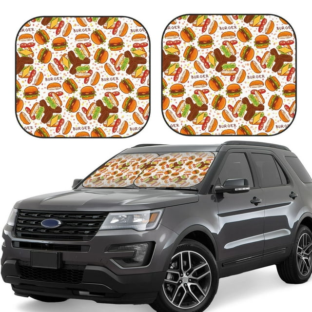 Wukai Burger Car Front Windshield Sun Shade,Sun Visor Shield Block Automotive Interior Protector Blocks UV Rays-Medium