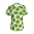 thumbnail image 2 of Uemuo Green Kiwi Printed Women's Classic V-Neck T-Shirt - Soft, Breathable, Moisture-Wicking, Perfect for Casual, Office, Travel, and Everyday Wear-Medium, 2 of 5