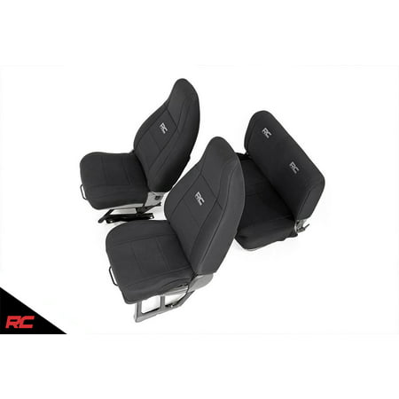 Rough Country Neoprene Seat Covers Black compatible w/ 1987-1995 Jeep Wrangler YJ (Set) Custom Fit Water