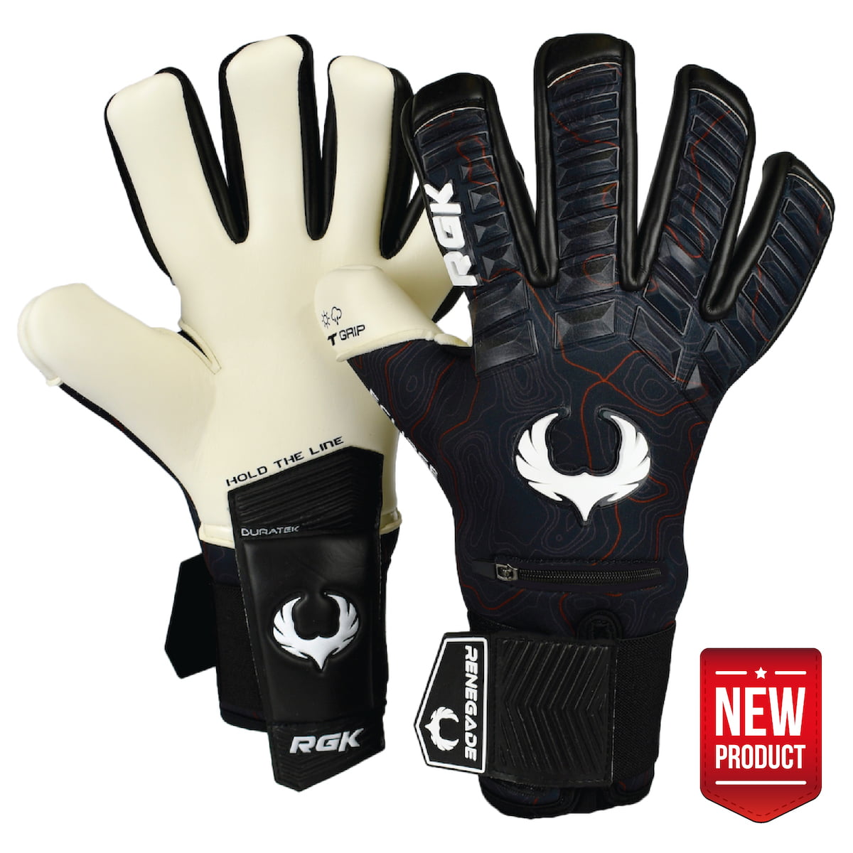 Renegade GK Eclipse Professional Soccer Goalie Gloves with Microbe-Guard Sizes 7-12, Level 5 Goalkeeper Gloves for Elite Play Based in The USA Pro-Tek Fingersaves & 4+3MM EXT Contact Grip 