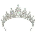 thumbnail image 1 of Tiara de Corona de Diamantes de Imitación Unique Bargains Tono Plateado, 1 of 7