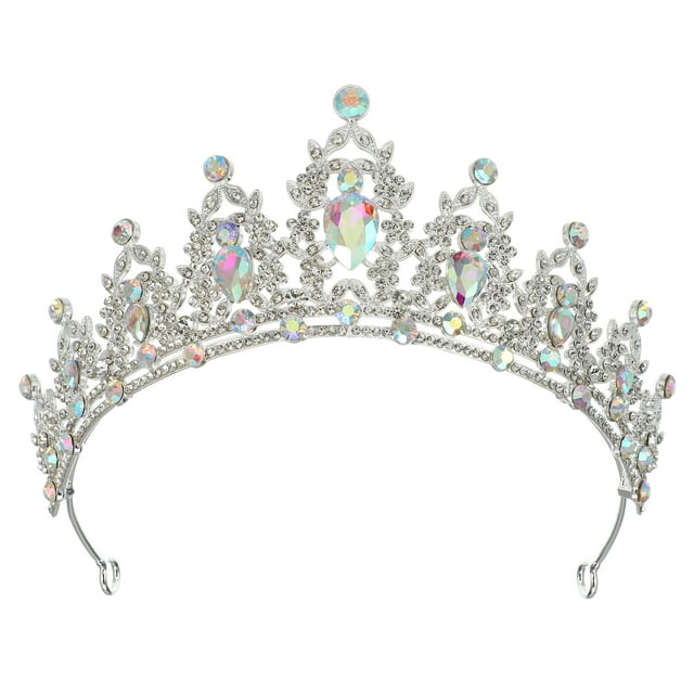 Tiara de Corona de Diamantes de Imitación Unique Bargains Tono Plateado
