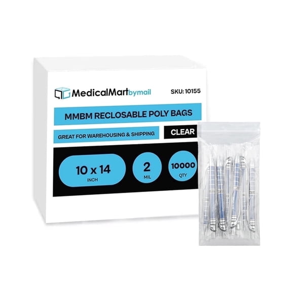 MMBM 2 Mil 10000 Pcs 10"x14" Zipper Reclosable Plastic Clear Bag Water-resistant