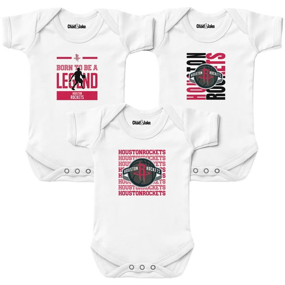 Newborn & Infant Chad & Jake White Houston Rockets 3-Pack Bodysuit Set