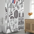 thumbnail image 3 of Paris Theme Shower Curtain for Bathroom Shower Curtain Set with 12 Hooks Waterproof Fabric Bath Curtain for Bathtub Restroom Decor, 72 X 72 in, 3 of 6