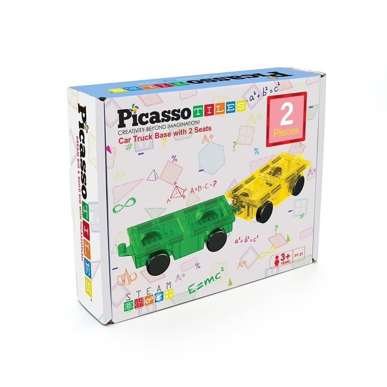 Picasso Tiles 2 Piece Magnetic Tiles Expansion Car Truck Building Blocks  Compatible Set PT21 