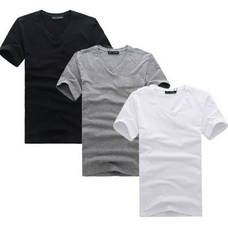 Man Clothes Fashion T Shirt Men Brand Clothing Summer Solid T-shirt Male Casual Tshirt Fashion Men Short Sleeve Black White Gray ()