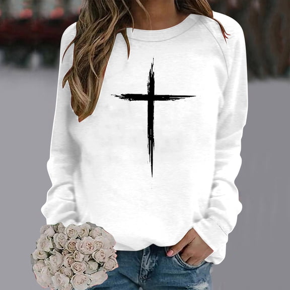 Fjofpr Women's Easter Outfits Fashion Womens Easter Tops Plus Size WhiteM