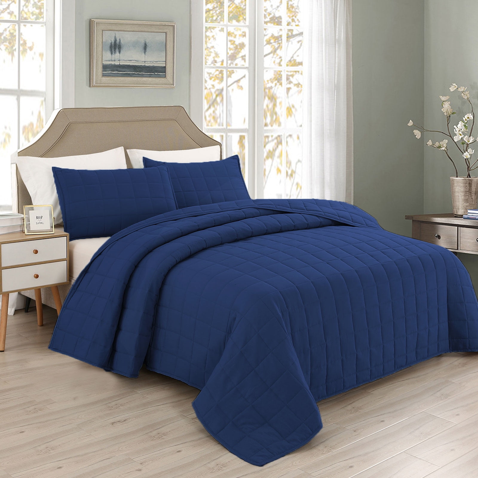 EMME Queen Quilt Set Summer Bedspread Lightweight Soft Bed Coverlet Pre-Washed Full Size Comforter Set 3 Pieces(1 Quilt, 2 Pillow Shams)