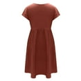 thumbnail image 4 of Jiyugala Summer Dresses 2023 Solid Color Fashion OL Cotton Linen Round Neck Dress, 4 of 6