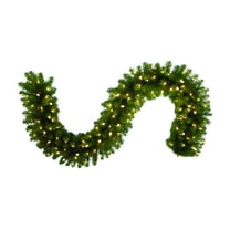 Celebrations 9016953 9 ft. Prelit Green Pine Garland, Warm White - Case of 4