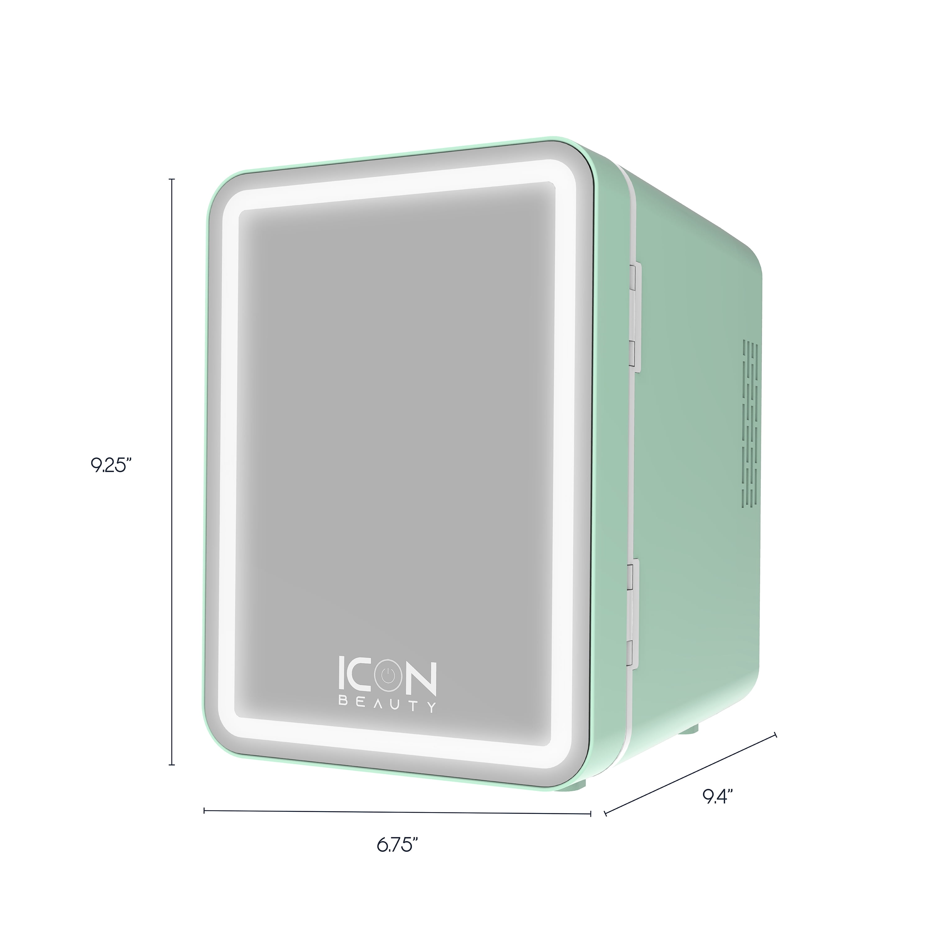 Icon Beauty LED Mirror Door 6.75in. Mini Cooler, 4-Liter Compact Mini Fridge with Touch-Control LED Light and Standard Door, New