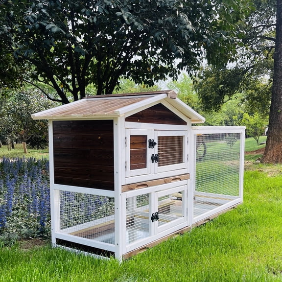 Outdoor GOOJOASIS Chicken Coop Indoor Rabbit Hutch with 3 Removable Tray 2 Story Rabbit House