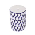 thumbnail image 3 of LOGMEY 18" Blue & White Scale Ceramic Drum Stool - Hollow Cutwork Side Table 12.5″W x 17.75″H, 3 of 4
