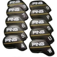 thumbnail image 1 of 10-Pack Golf Club Iron Head Cover PING Classic Yellow Line 4-9+PWUS Magnetic Closure, 1 of 5