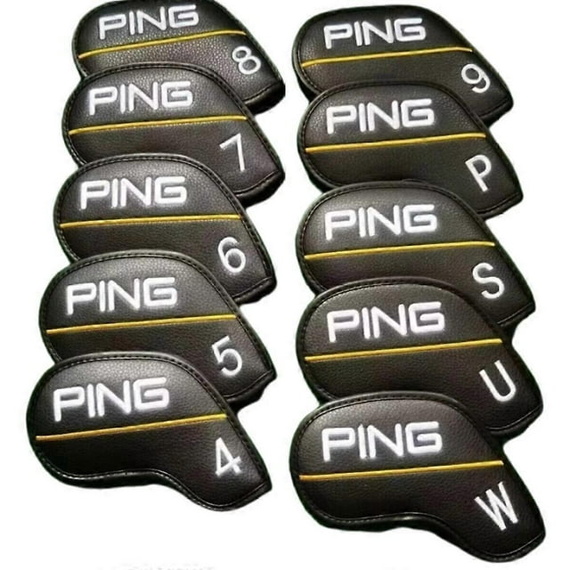 “10PCS” Golf Club Iron Head Cover PING Classic Yellow-Line 4-9+PWUS Magnetic OFF