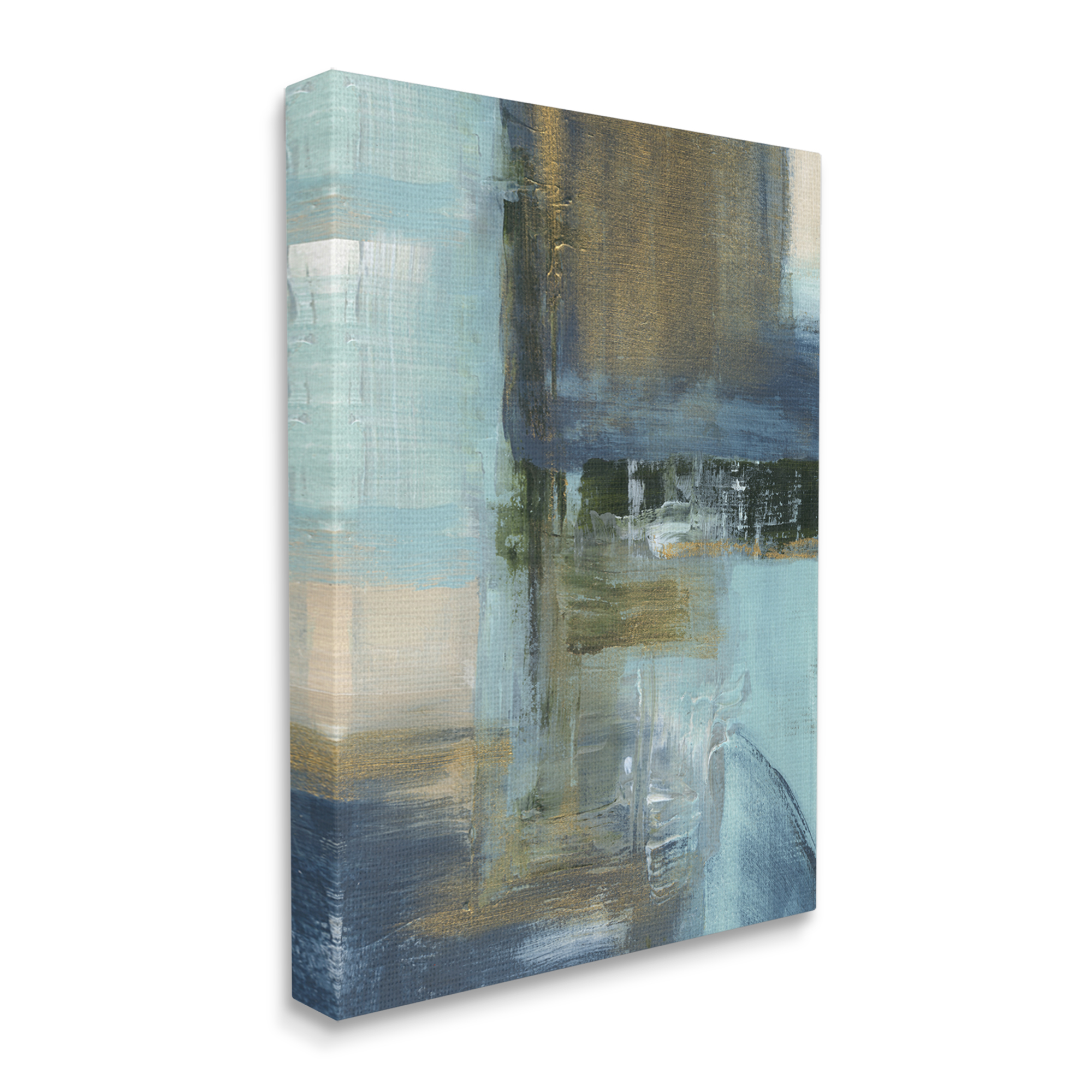 Stupell Industries Abstract Blue & Glam Abstract Painting Gallery Wrapped Canvas Art Print Wall Art, 30 x 40