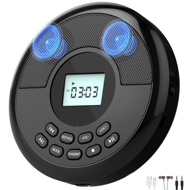 Reproductor de CD portátil HAYERPOR Bluetooth recargable Walkman