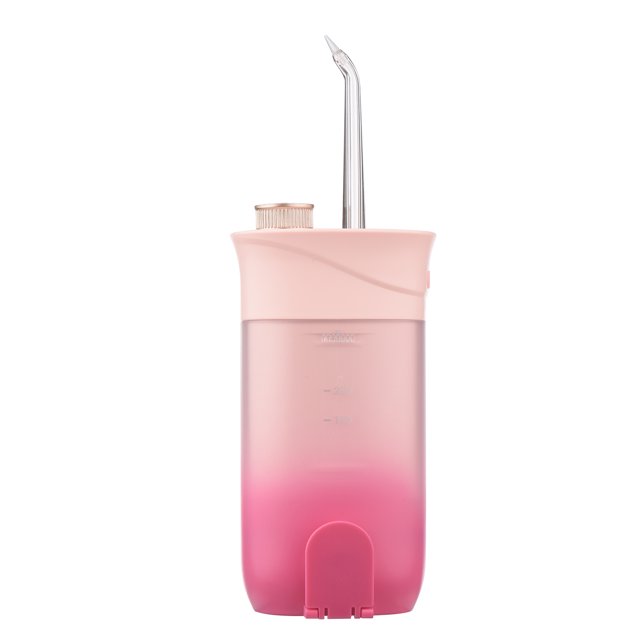 Graflsoa Compact Electric Water Flosser with 200ML Detachable Tank, IPX7 Waterproof, 4 Nozzles, USB Charging, Pink