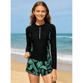 thumbnail image 5 of Lanbubble Girl Swimsuit for Teens 2 Piece Long Sleeve Rash Guard Bathing Suits Padded Girls Swimwear 11-16Y, 5 of 9