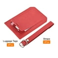 thumbnail image 3 of Equipaje Etiqueta PU Soportes 10x7cm Equipaje Etiqueta Identificador con Correas para Mochila Viaje Bolso Maleta Rojo Paquete de 3, 3 of 6