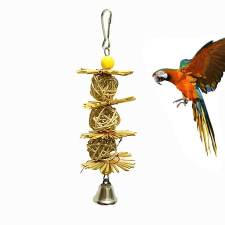 

Accessories in Pets dogs Pet Bird Hanging Building Natural Straw Flower Toy Bird Cage Pendant Chew Toy