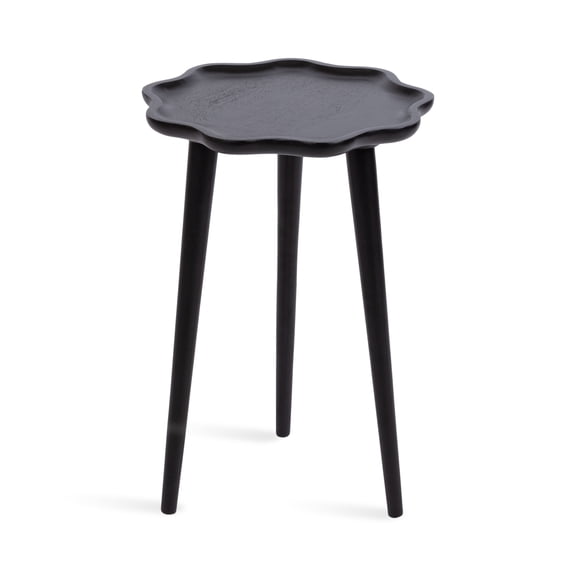 Kate and Laurel Alezar Modern Wooden Round Side Table, 15 x 15 x 22, Black, Solid Wood End Table with Wavy Edge for Bedroom Nightstand or Living Room Accent Table