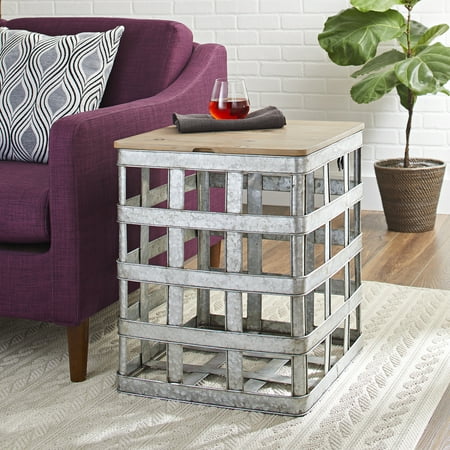 - Better Homes and Gardens Wood & Galvanized Metal Lift Top Accent Table, Silver