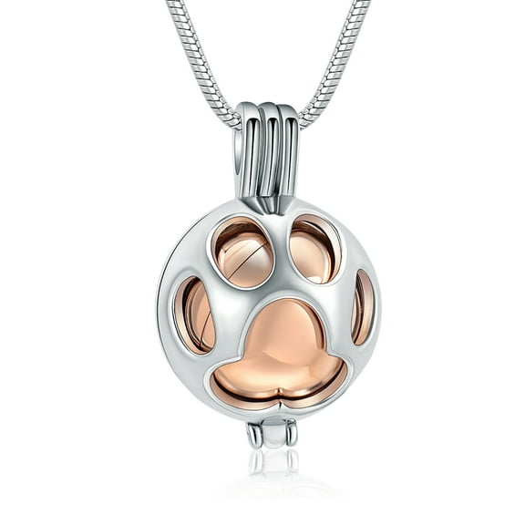 Dream Catcher Urn Necklace for Ashes Pet Cremation Jewelry 316L Stainless Steel Hollow Paw Locket Memorial Pendant Dog Cat Keepsake Gift for Women Men