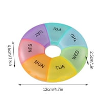 Leodye 1Pack Round Portable Pill Box, Medicine Planner, Small 7 Day Weekly Travel Container, Medication, Vitamin Holder, Pillbox Organizer, Pill Dispenser, Daily Sorter & Reminder